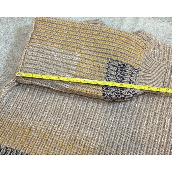 Micaela Greg Chunky Knit Sweater Colorblock Ribbed Wool Alpaca Balloon Sleeve M - Picture 11 of 16